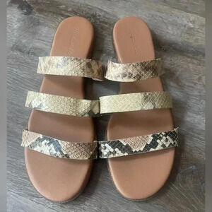 Madewell The Ilana Slide Sandal Snake Embossed Leather Size 10 Flats Slide Women